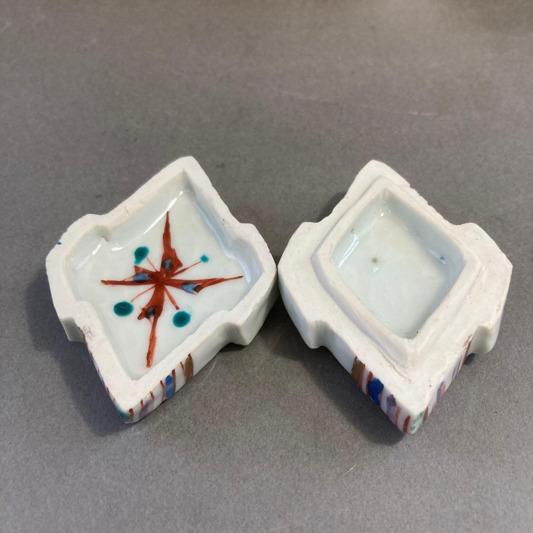 茶道具　香合ひし　金彩色絵　廣永窯　共箱　S151KG