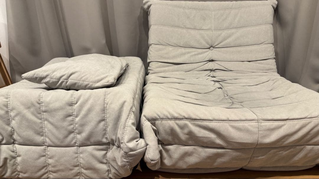 TOGO 1P グレー ソファ オットマン付き