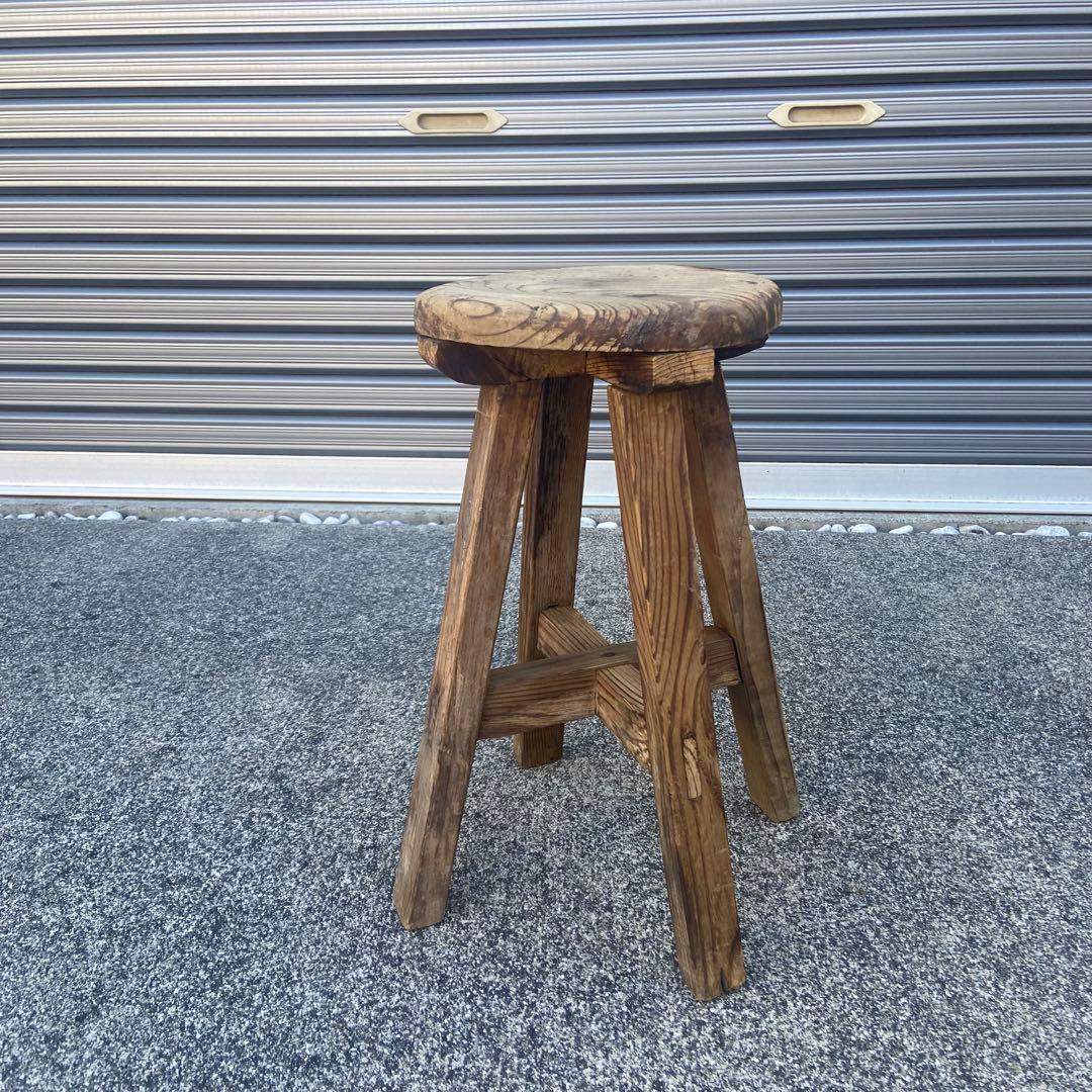 木製椅子　アンティーク　丸椅子　レトロ　スツール