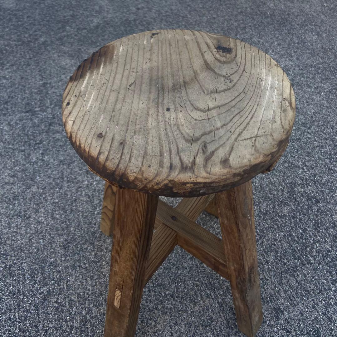 木製椅子　アンティーク　丸椅子　レトロ　スツール
