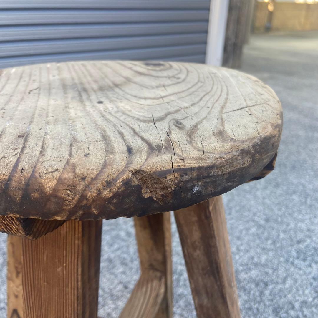 木製椅子　アンティーク　丸椅子　レトロ　スツール