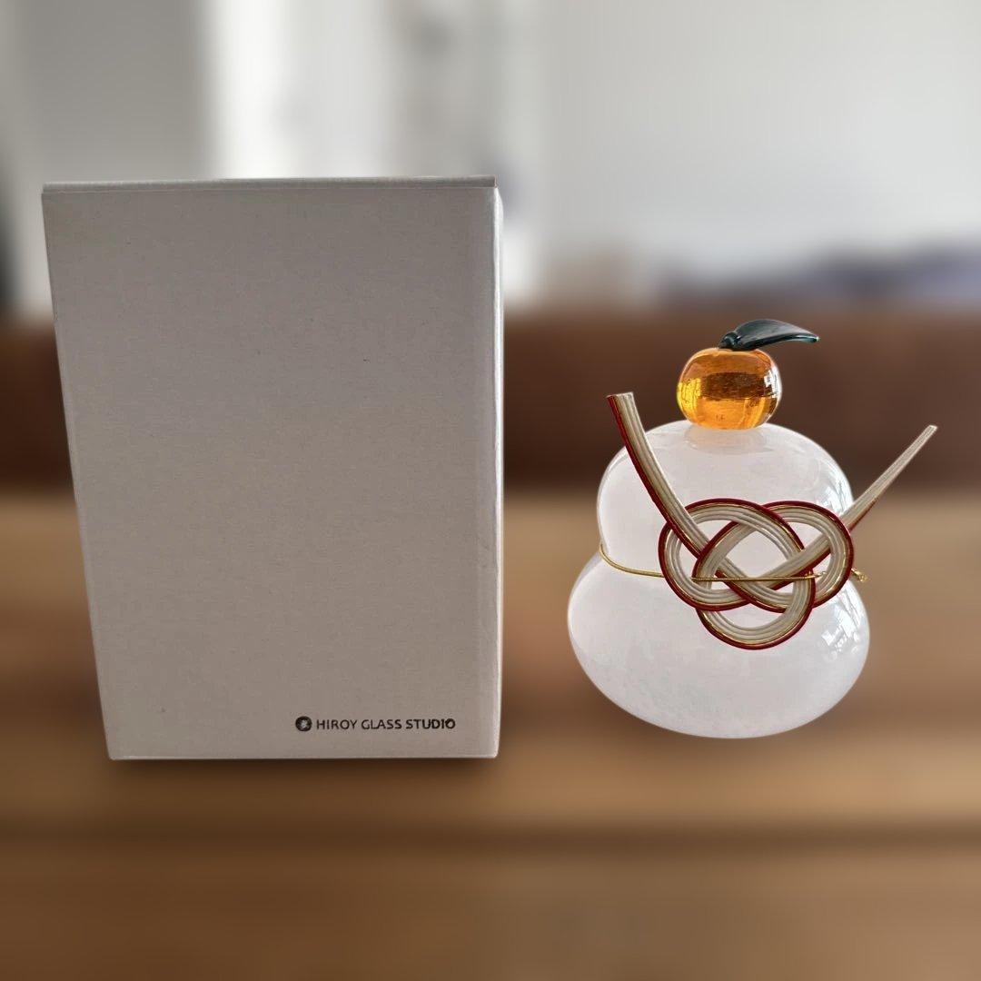 【美品】花岡央 Hiroy Glass Studio(大) 鏡餅ガラス飾り