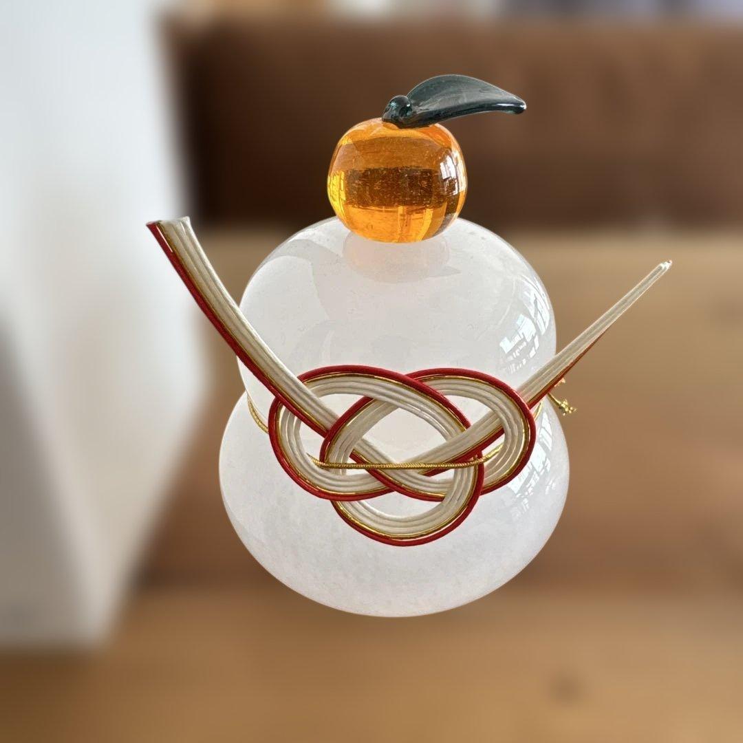 【美品】花岡央 Hiroy Glass Studio(大) 鏡餅ガラス飾り