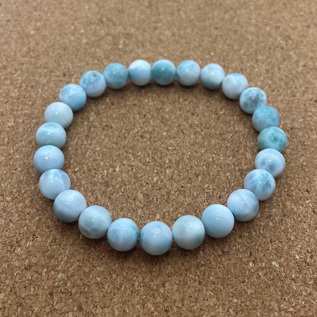 【ドミニカ産ラリマー】ブレスレット 8㎜ 希少 癒し 幸運 海の宝石 天然石