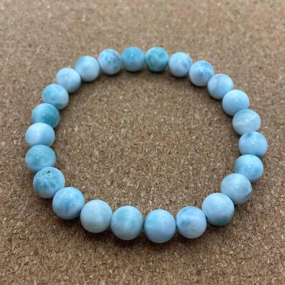 【ドミニカ産ラリマー】ブレスレット 8㎜ 希少 癒し 幸運 海の宝石 天然石