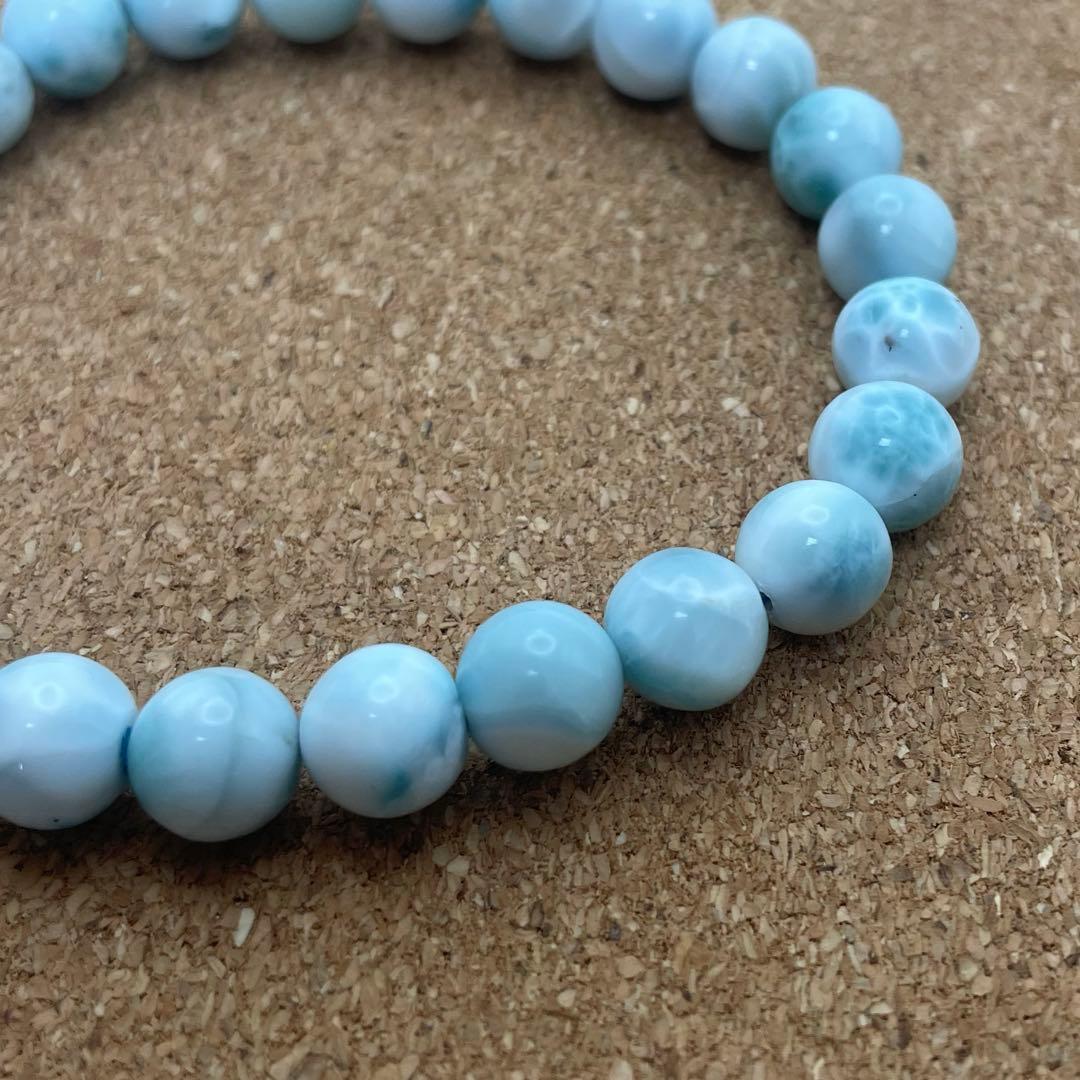 【ドミニカ産ラリマー】ブレスレット 8㎜ 希少 癒し 幸運 海の宝石 天然石
