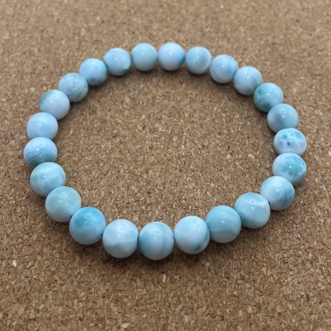 【ドミニカ産ラリマー】ブレスレット 8㎜ 希少 癒し 幸運 海の宝石 天然石