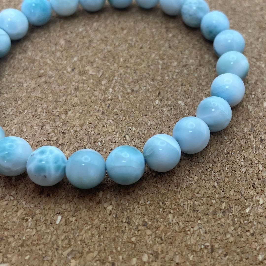 【ドミニカ産ラリマー】ブレスレット 8㎜ 希少 癒し 幸運 海の宝石 天然石