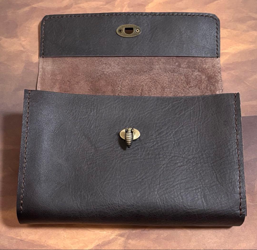 1点のみ　本革　蛇腹ポーチ　コラージュ収納ポーチ　ハンドメイド