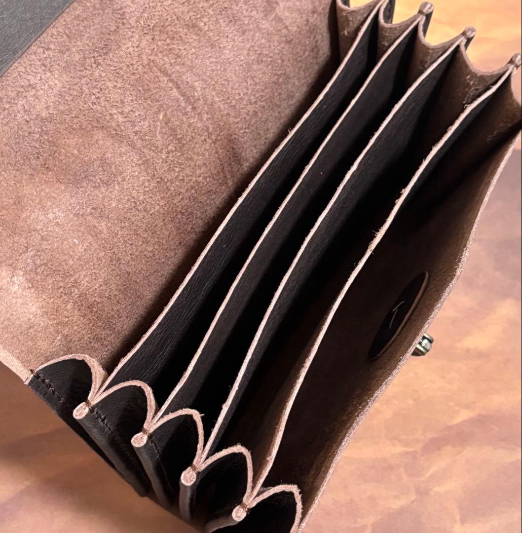 1点のみ　本革　蛇腹ポーチ　コラージュ収納ポーチ　ハンドメイド