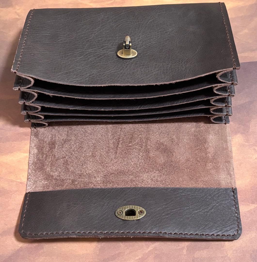 1点のみ　本革　蛇腹ポーチ　コラージュ収納ポーチ　ハンドメイド