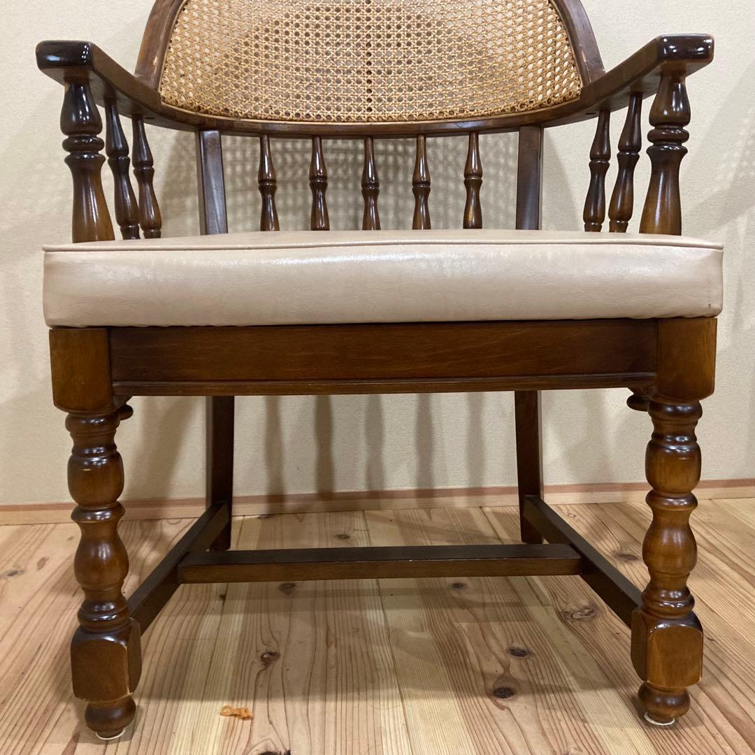 ① 【希少品】 オールド カリモク karimoku アームチェア　ラタン