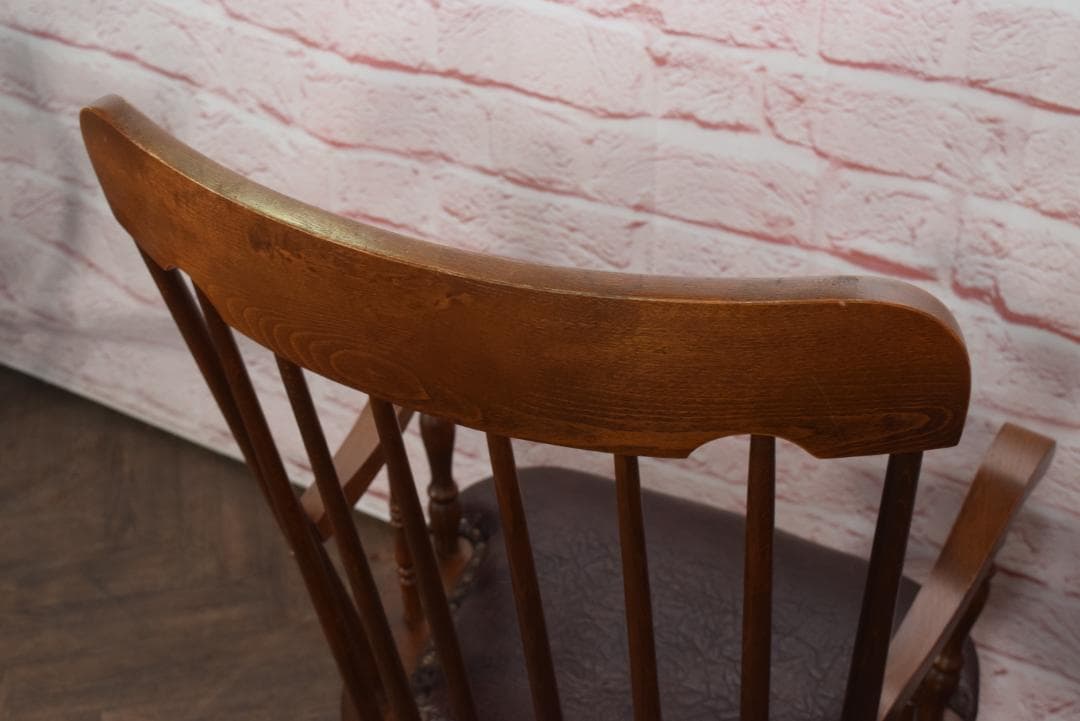 アンティーク ロッキングチェア 座面クッション付き 鋲打ち 飛騨家具