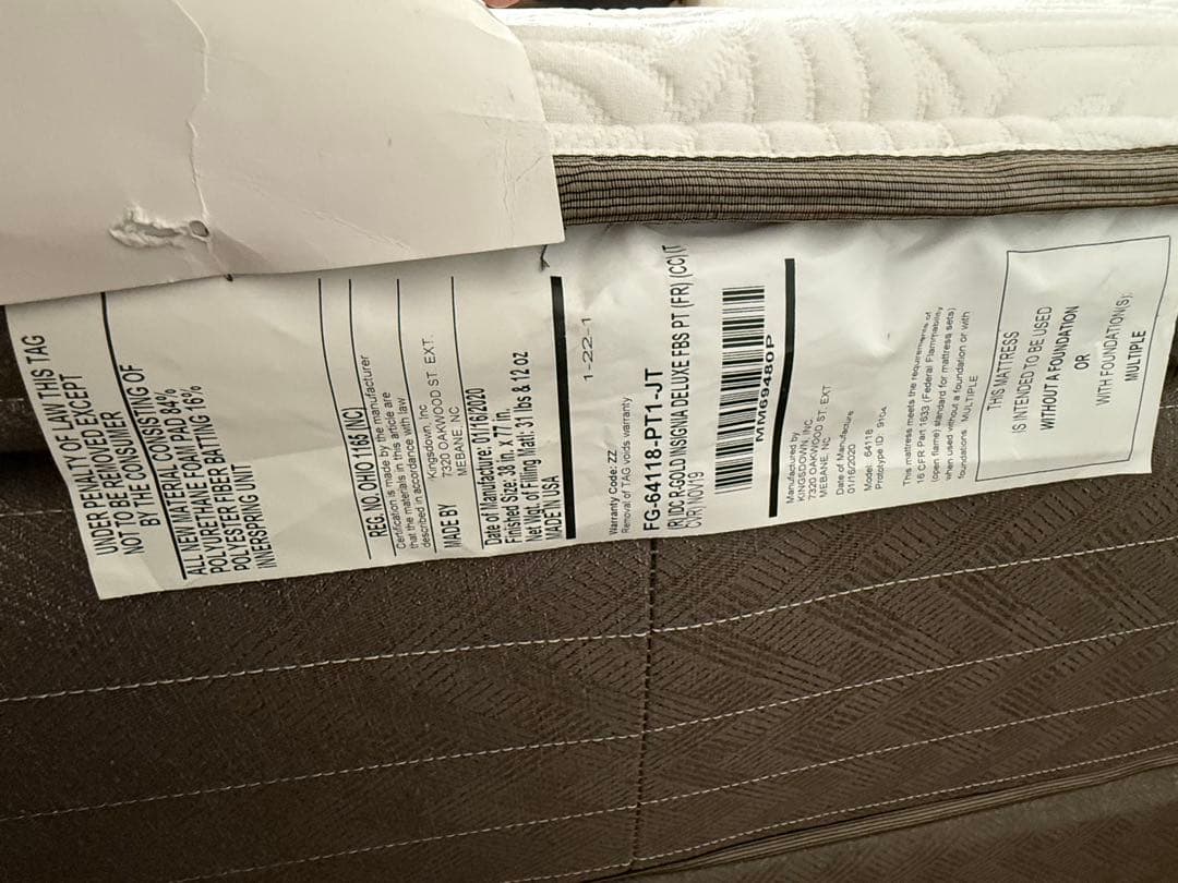 レガリア インシグニアデラックス シングルマットレス、ボトムレガリアゴールド