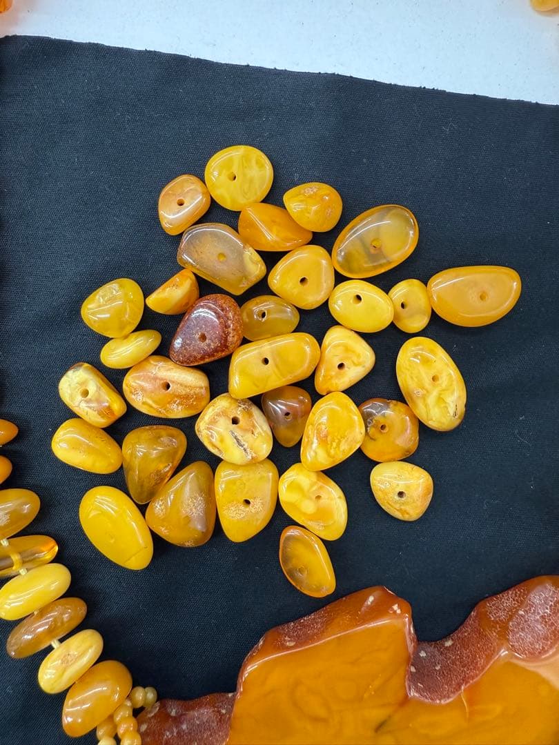 ハンドメイド 琥珀 ビーズ ネックレス ブレスレット