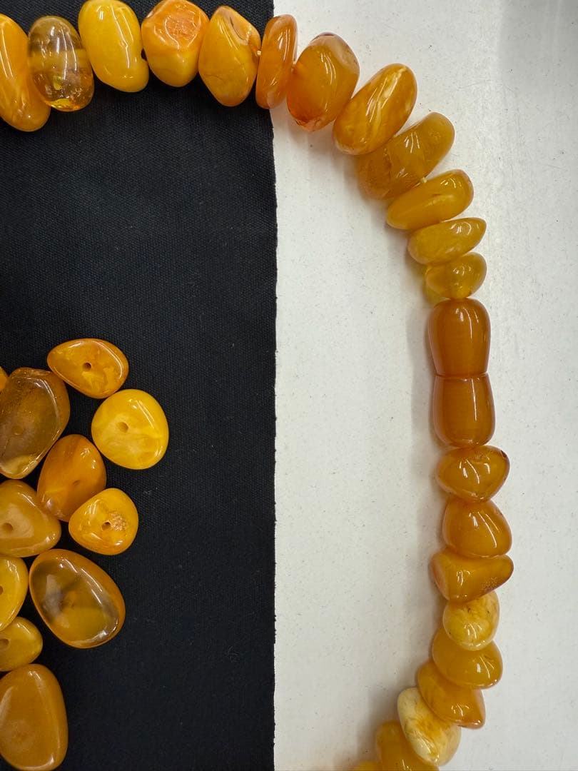 ハンドメイド 琥珀 ビーズ ネックレス ブレスレット