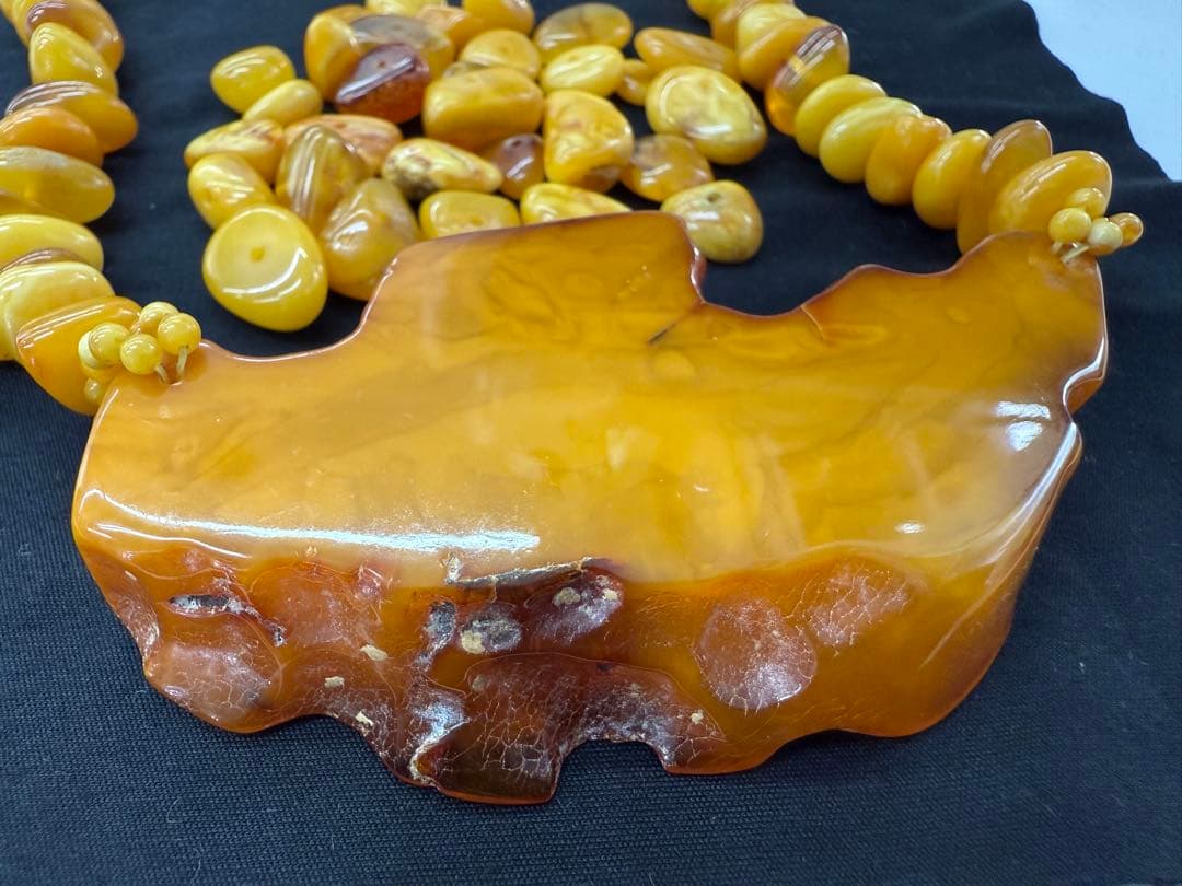 ハンドメイド 琥珀 ビーズ ネックレス ブレスレット