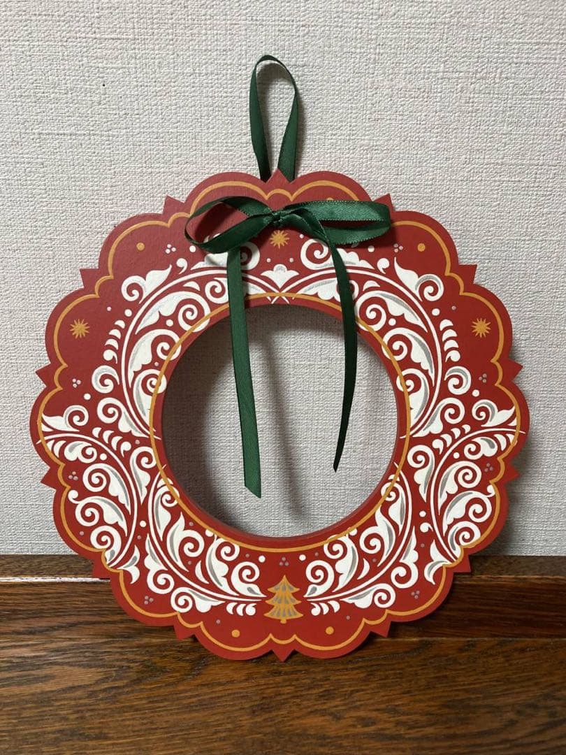 ロシア雑貨☆木製クリスマスリースB★レッド 壁掛け飾り マトリョーシカ　オリガ作