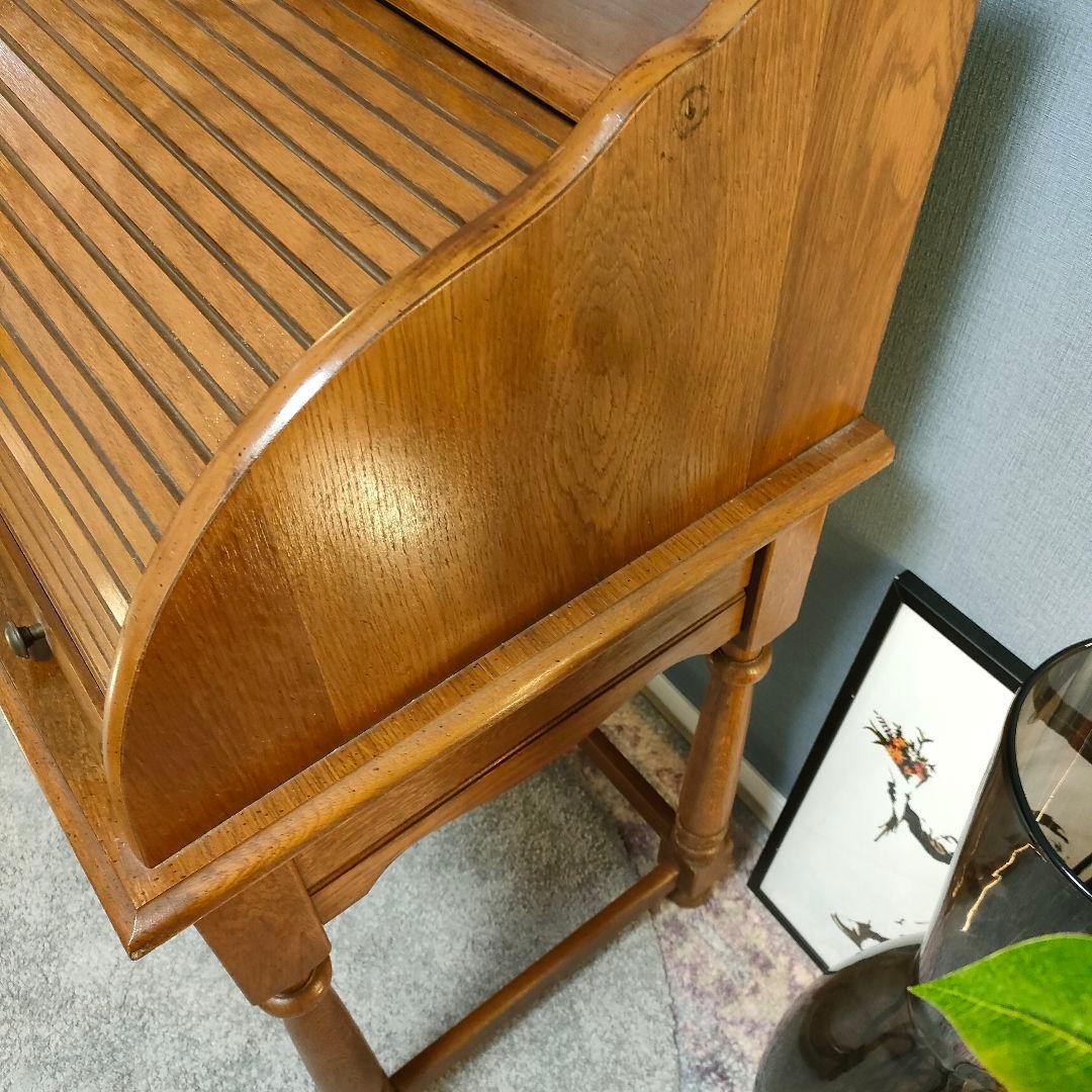 アンティーク・ロールトップデスク(蛇腹) 開閉式スライドシャッター