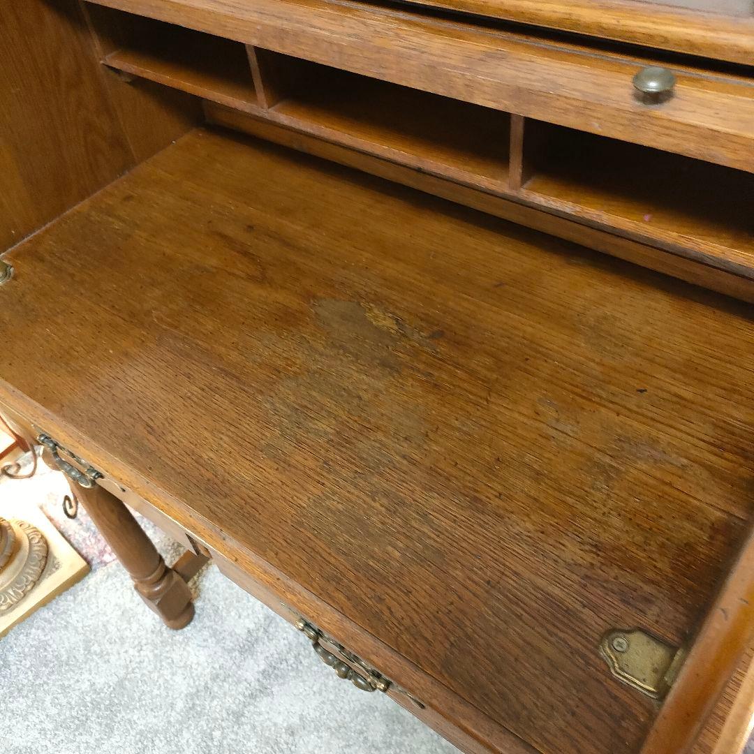 アンティーク・ロールトップデスク(蛇腹) 開閉式スライドシャッター