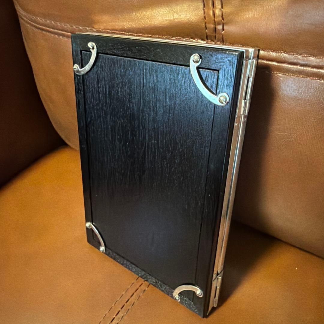 シルバー　二重フォトフレーム　木製、ガラス板　アンティーク