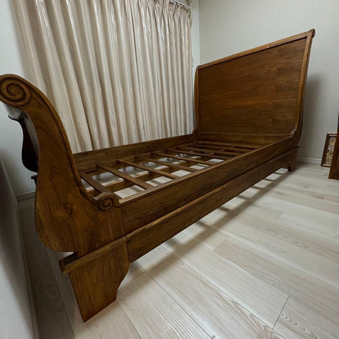 【送料込】 ヴィンテージ調 チーク セミダブル ベッドフレーム