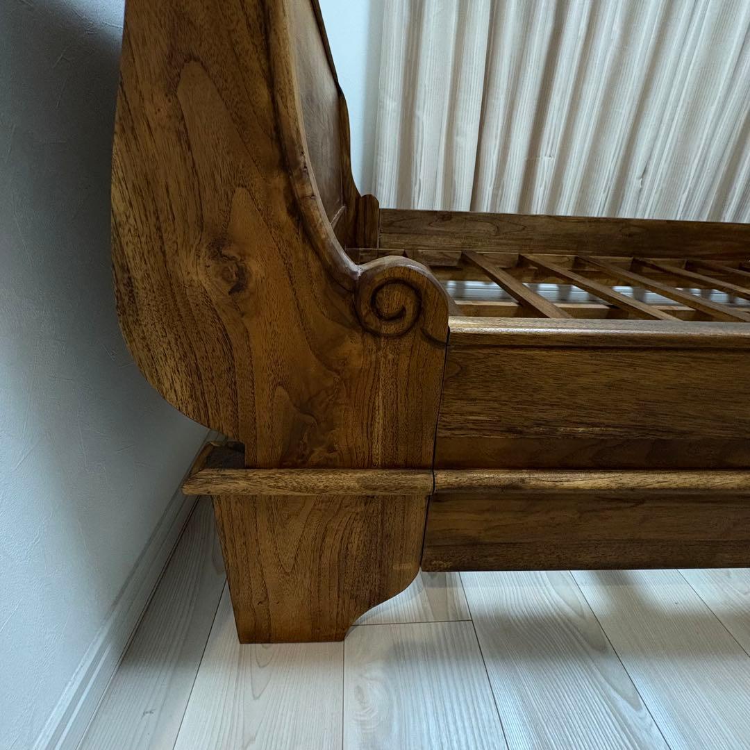 【送料込】 ヴィンテージ調 チーク セミダブル ベッドフレーム