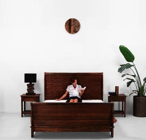 【送料込】 ヴィンテージ調 チーク セミダブル ベッドフレーム