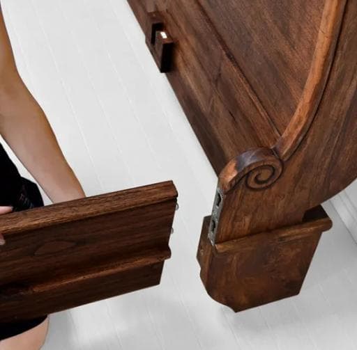 【送料込】 ヴィンテージ調 チーク セミダブル ベッドフレーム