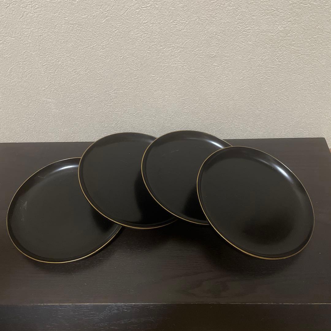 豪華掘り出し物！【昭和初期レトロ•骨董品】黒漆　銘々盆揃い《20枚セット》
