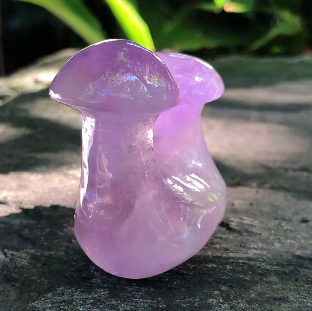 アメジスト　原石　双子　マッシュルーム　きのこ　紫水晶