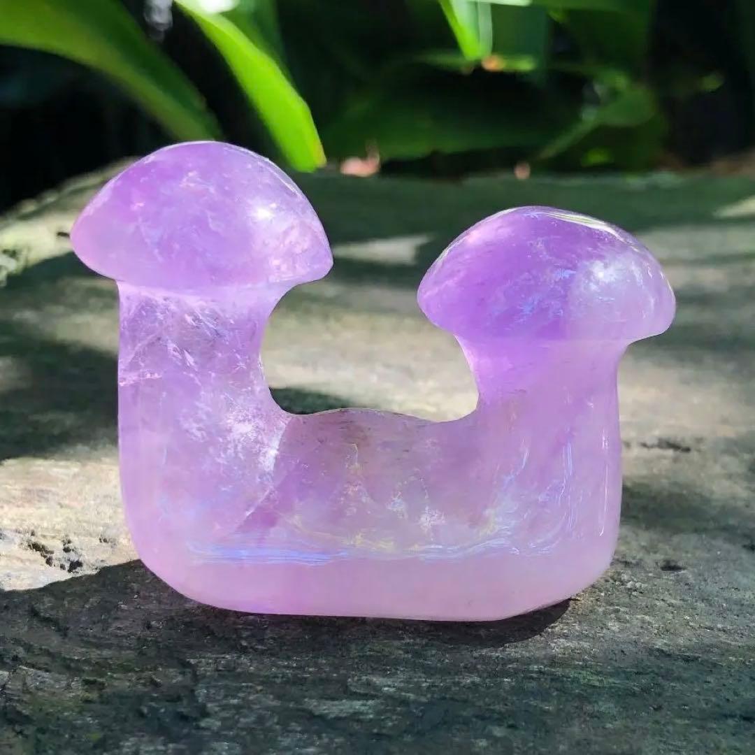 アメジスト　原石　双子　マッシュルーム　きのこ　紫水晶