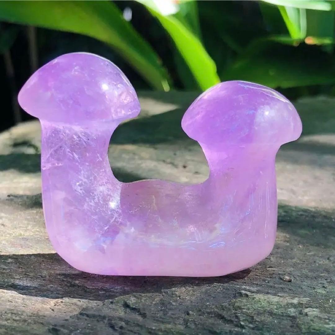 アメジスト　原石　双子　マッシュルーム　きのこ　紫水晶