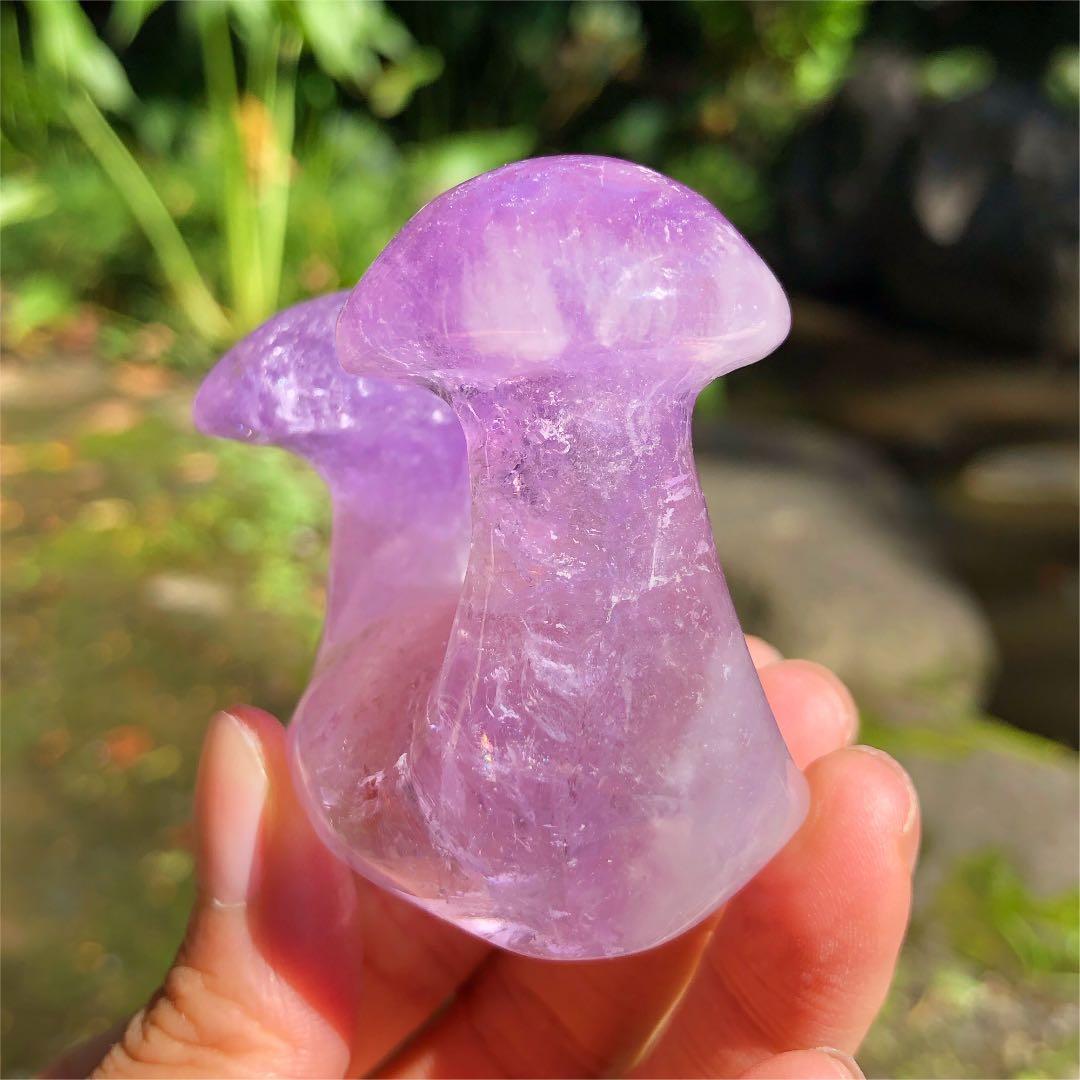 アメジスト　原石　双子　マッシュルーム　きのこ　紫水晶