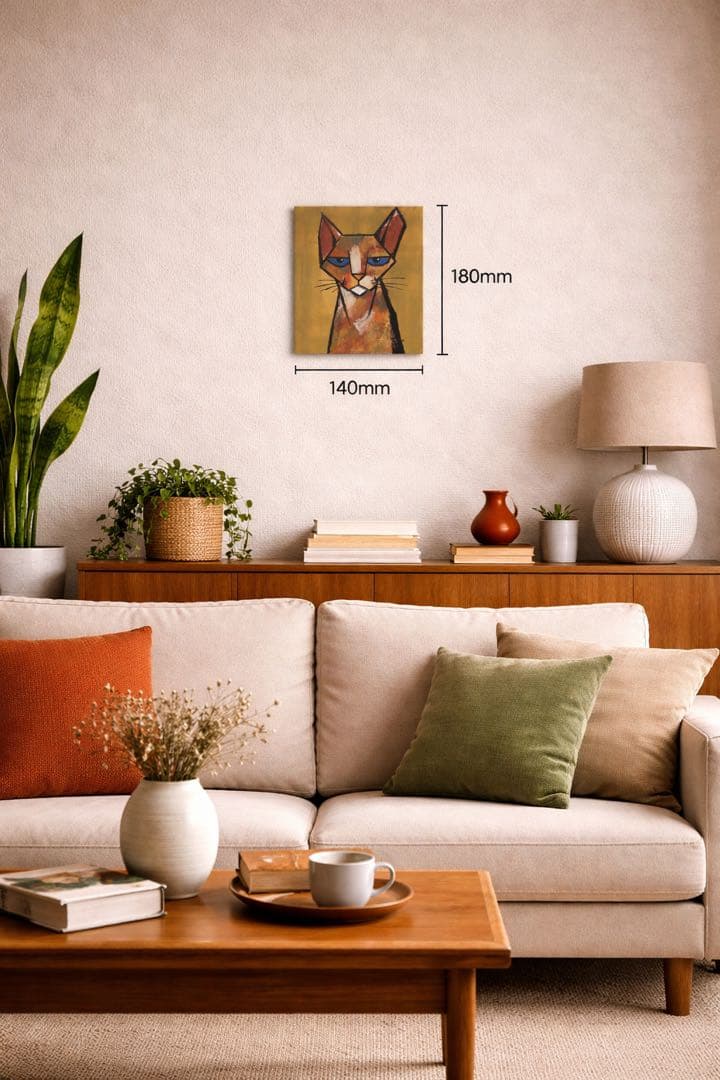 【原画】アクリル画/F0サイズ（180×140mm）/猫/絵画/アート