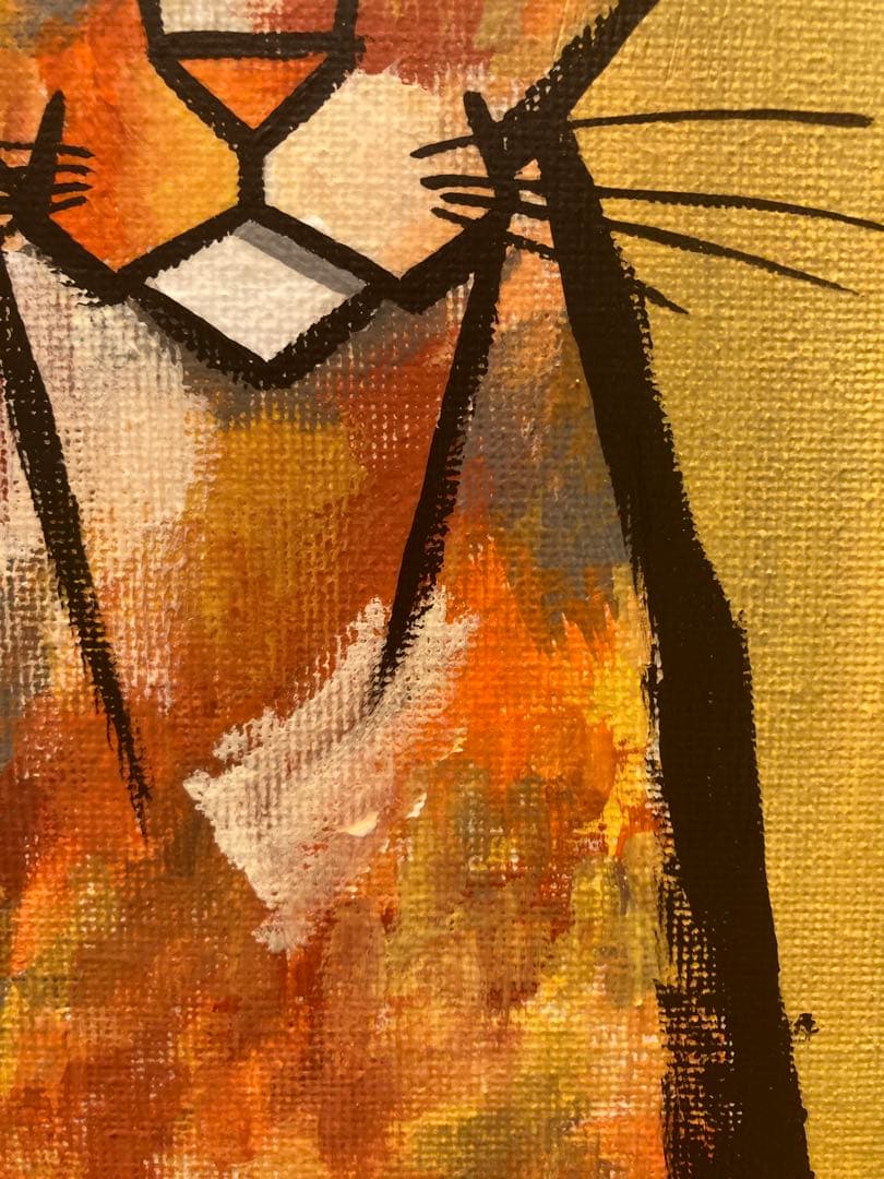 【原画】アクリル画/F0サイズ（180×140mm）/猫/絵画/アート