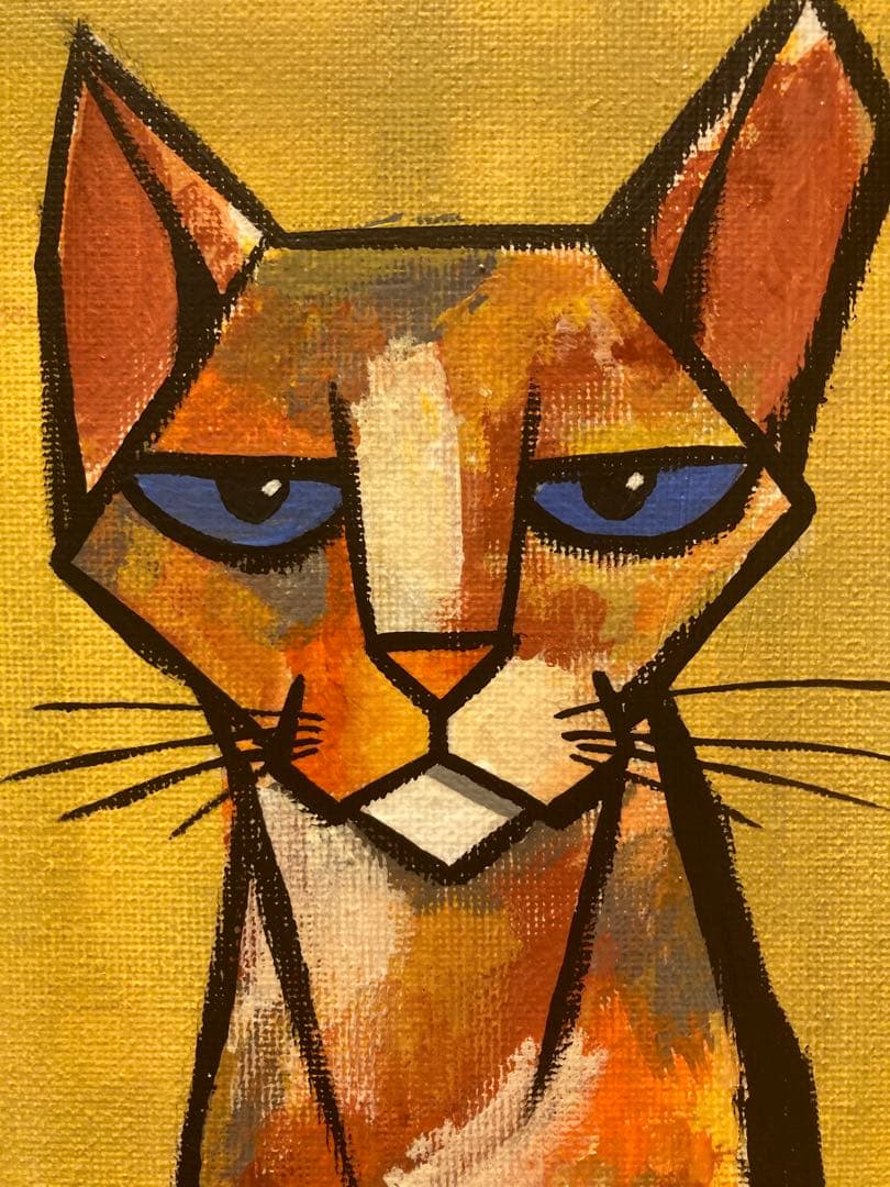 【原画】アクリル画/F0サイズ（180×140mm）/猫/絵画/アート