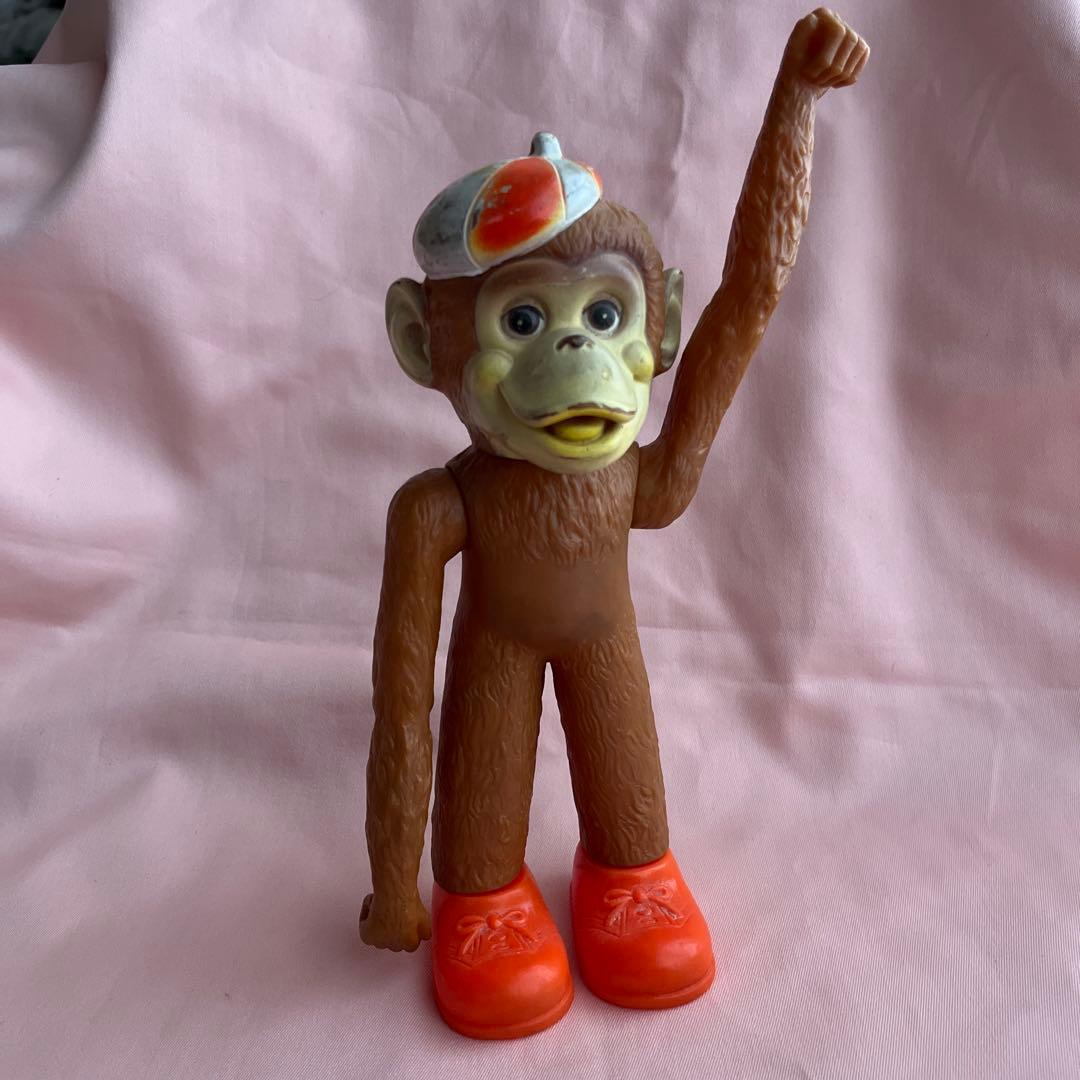 レア　ビンテージ　さる　約60 70年代　ラバーモンキー　ラバー　動物　貯金箱