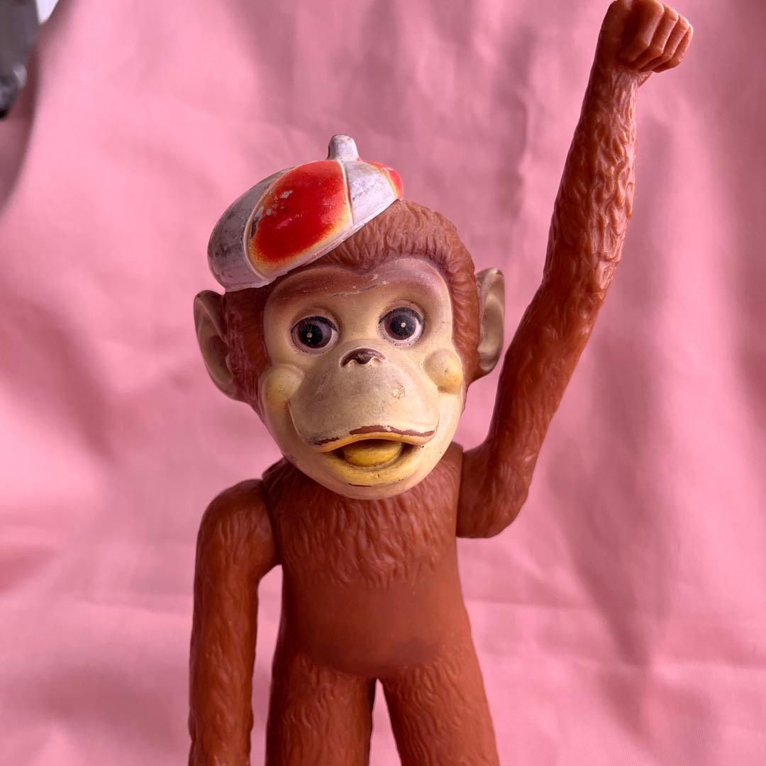 レア　ビンテージ　さる　約60 70年代　ラバーモンキー　ラバー　動物　貯金箱