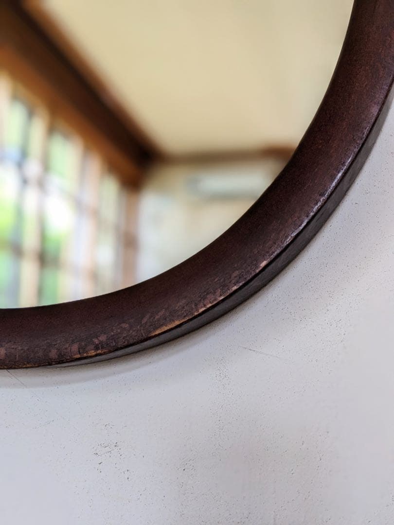 秋田木工 柳宗理 木製ウォールミラー 小判型 天然木 壁掛鏡