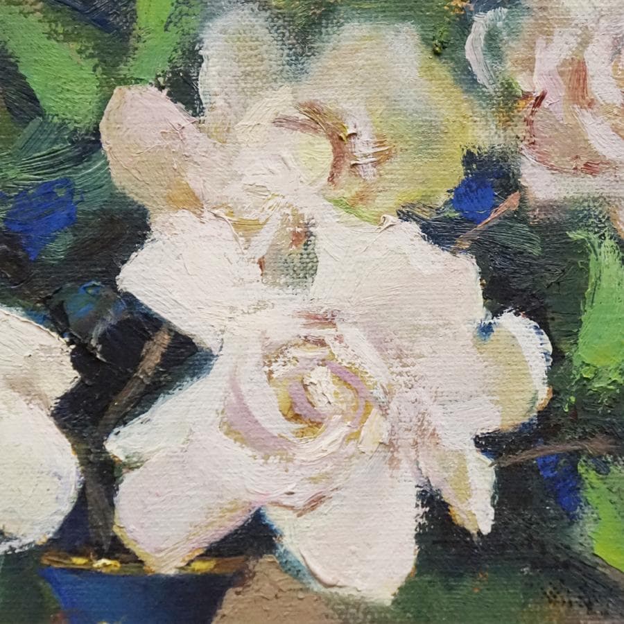 寺井重三『梔子』4号 静物画 油彩 油絵 絵画 肉筆 額装 美術品