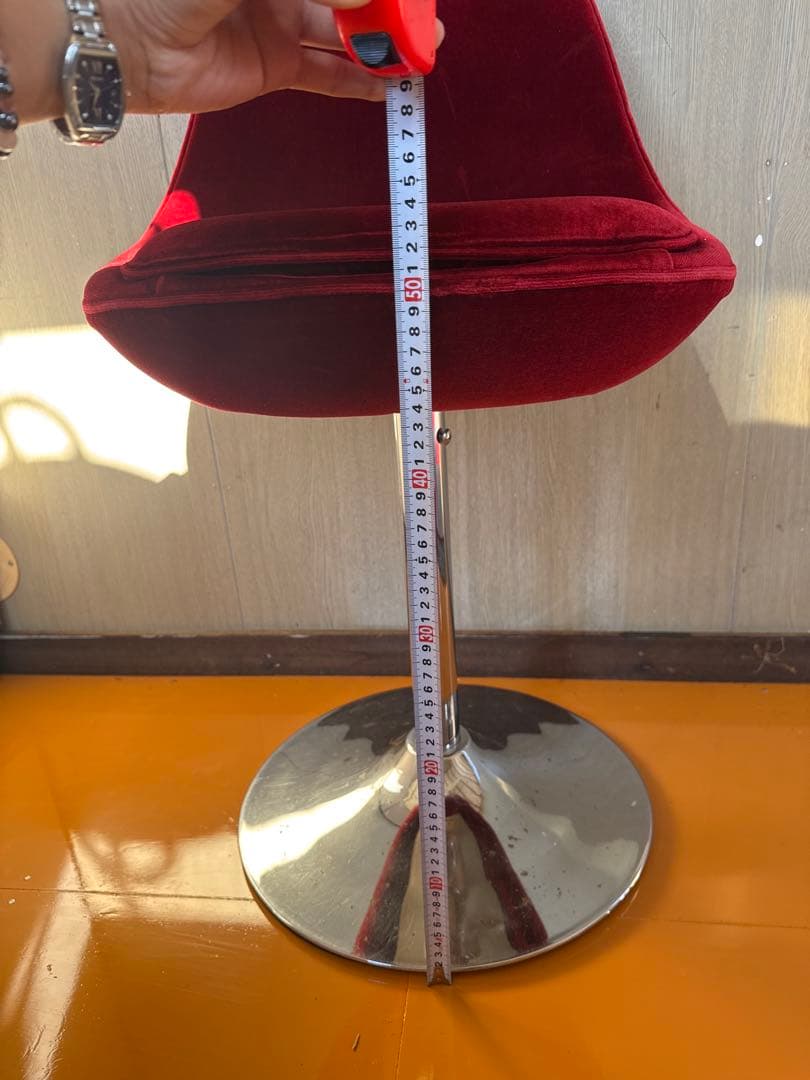 【専用①】赤ベルベット カウンターチェア 2脚セット おしゃれ 固定式