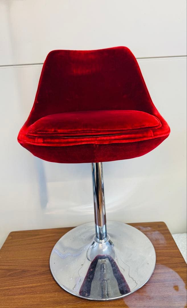 【専用①】赤ベルベット カウンターチェア 2脚セット おしゃれ 固定式