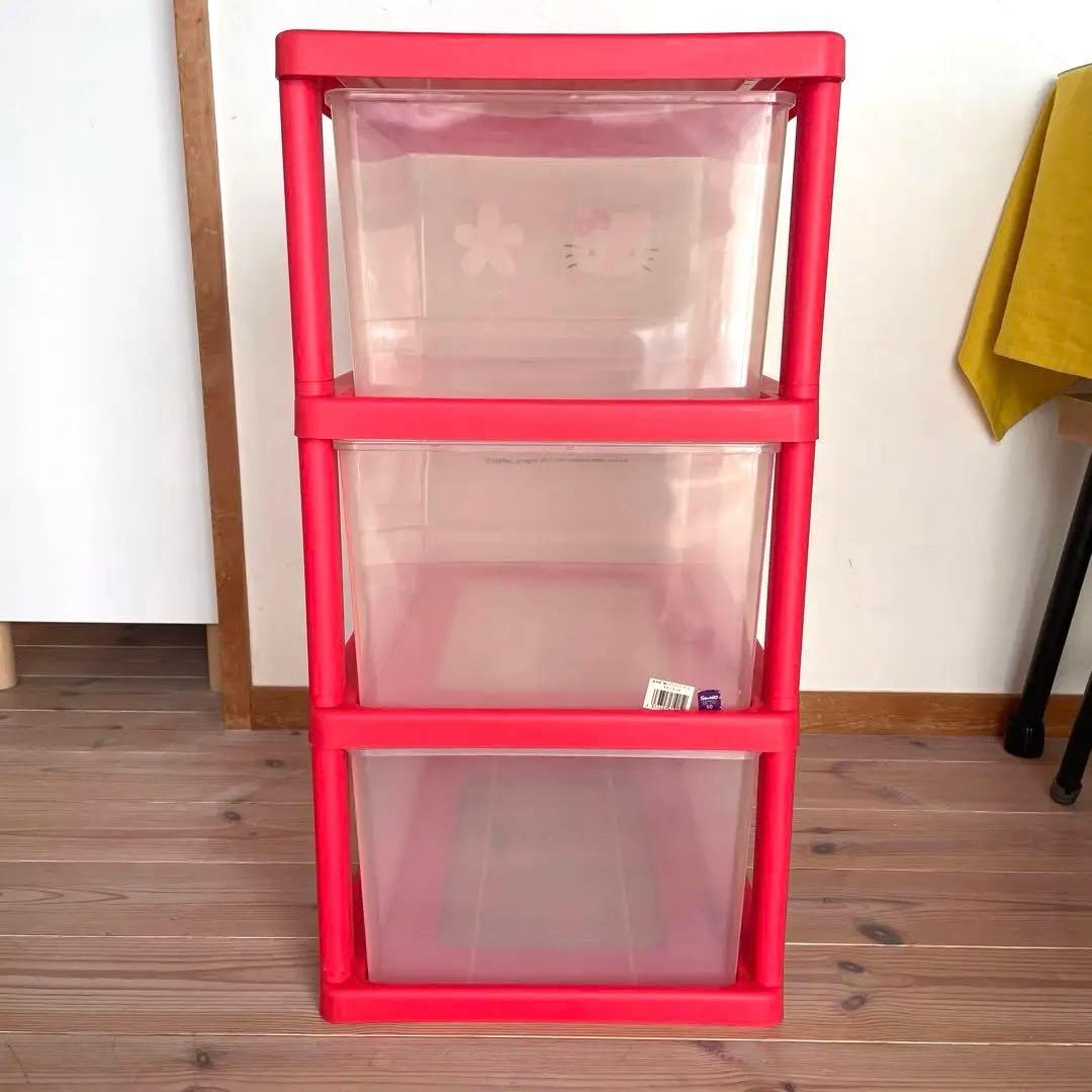 希少】 ハローキティ 3段チェスト 収納ボックス レトロ サンリオ