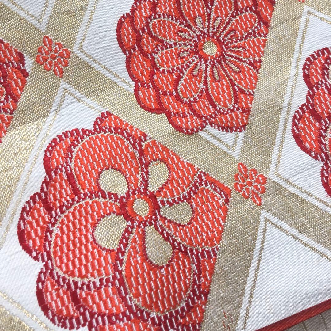 アンティーク着物　扇　古典　ピンク系　きもの帯他小物付き