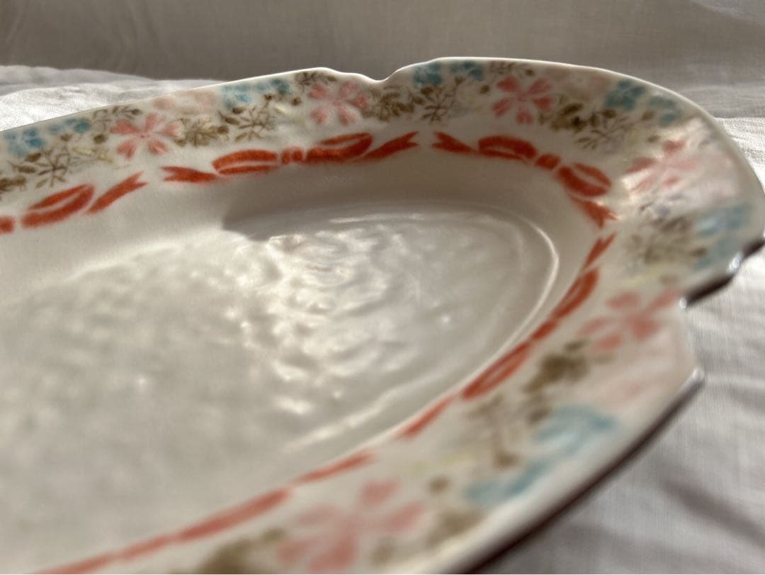 新品未使用❀　中川洋子　オーバルプレート　絵付け皿　陶芸作家　益子焼　花リム