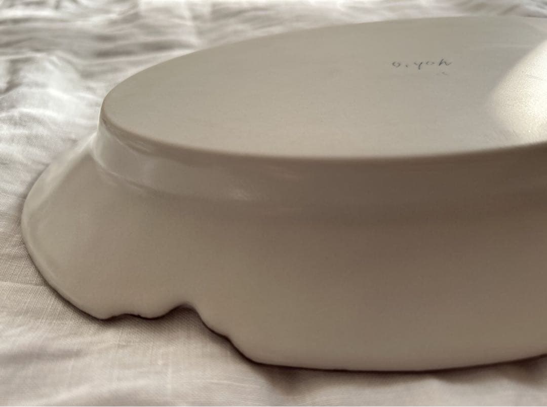 新品未使用❀　中川洋子　オーバルプレート　絵付け皿　陶芸作家　益子焼　花リム