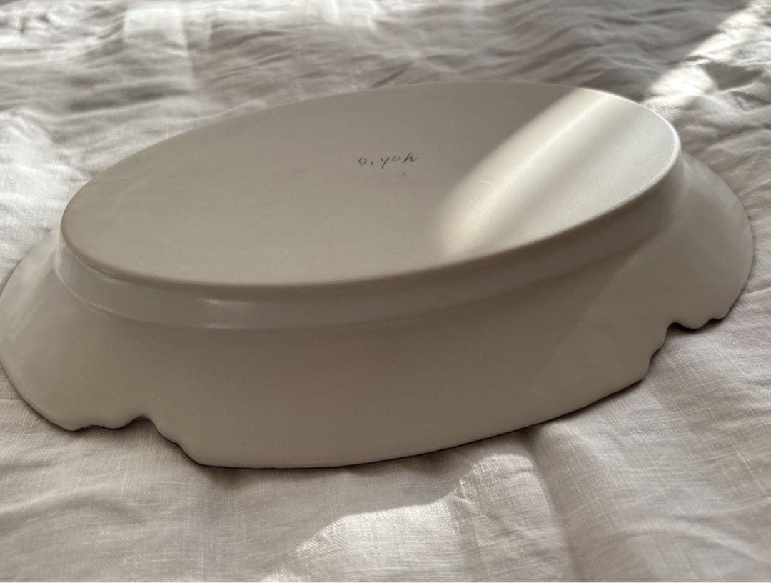 新品未使用❀　中川洋子　オーバルプレート　絵付け皿　陶芸作家　益子焼　花リム