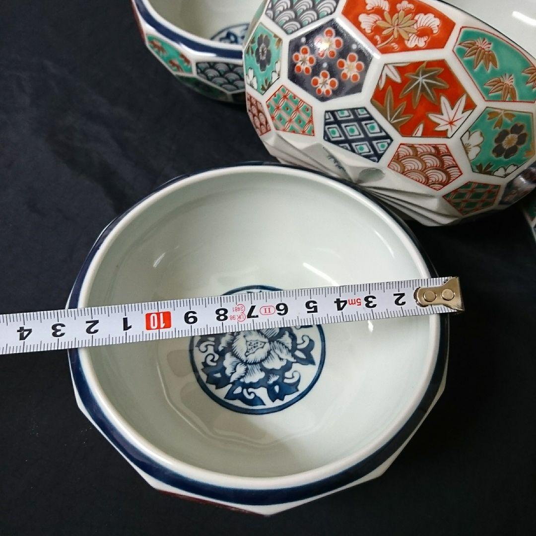 未使用 波佐見焼 林九郎 古伊万里 亀甲紋 中鉢 5個　お祝い