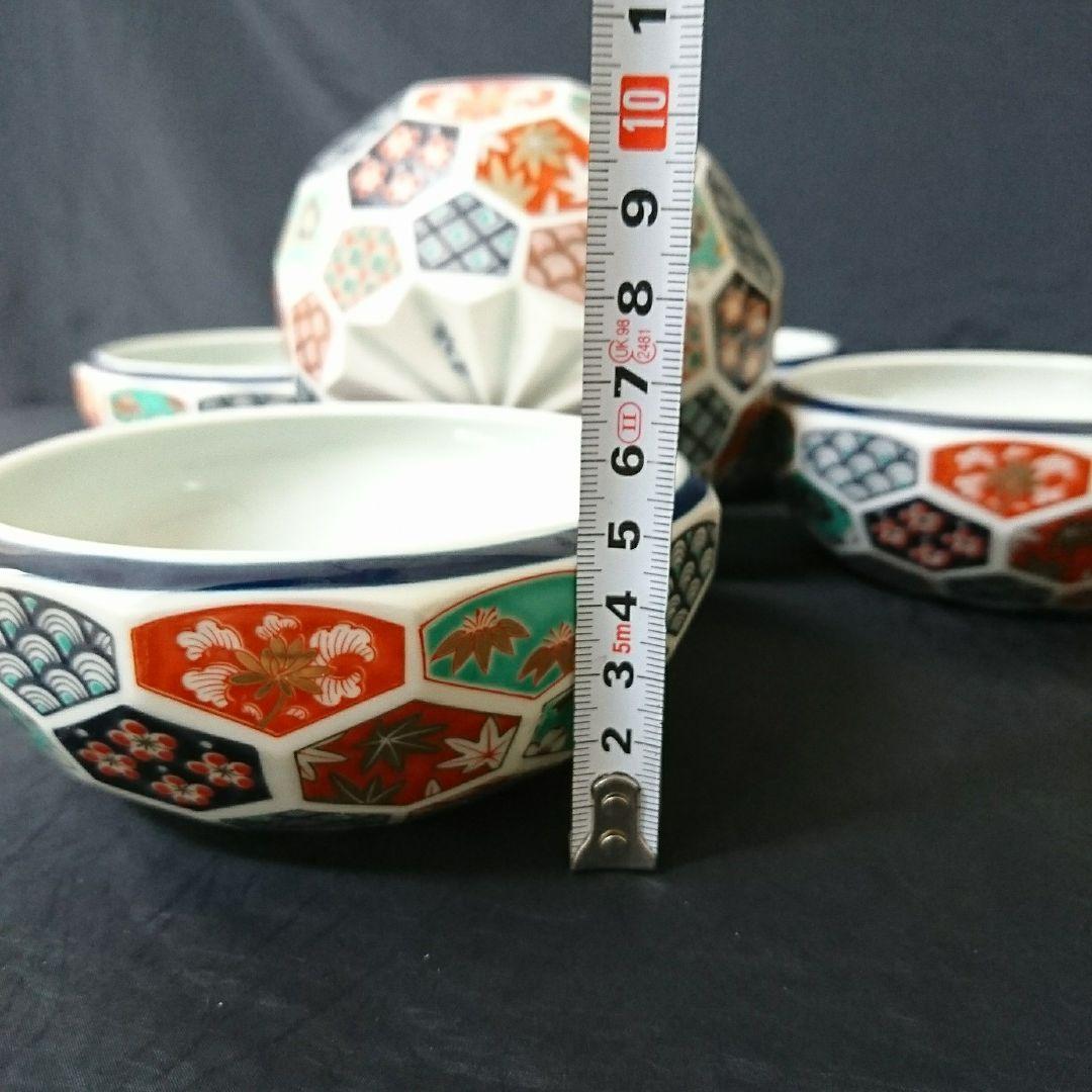 未使用 波佐見焼 林九郎 古伊万里 亀甲紋 中鉢 5個　お祝い